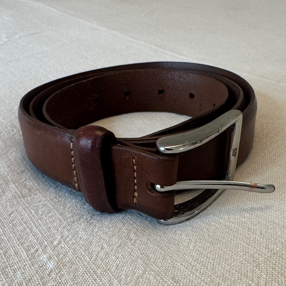 J. Crew Dark Brown Leather Belt with Silver Buckle